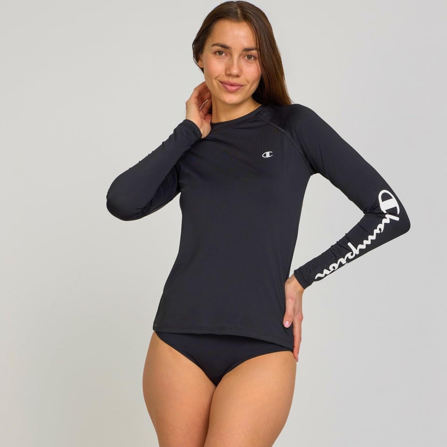 Champion Rash Guard for Women, Womens Rash Guard Long Sleeve Shirts, Rashguard Swim Shirt Women UPF 50+ SPF & UV Protection Black