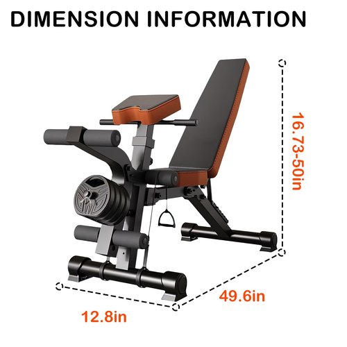 PENSUN Adjustable Weight Bench, Foldable Workout Bench Press for Home Gym Exercise, Flat Incline Decline Sit Up Position for Full All-in-One Body Strength Training W/Leg Extension and Preacher Pad