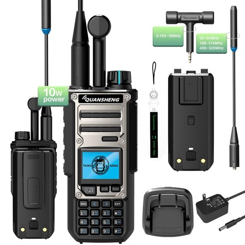 Quansheng UV-TK118 Dual-Band 10W High-Power Walkie Talkie with NOAA Weather Alerts | 999 Programmable Channels, Voice Prompts, USB-C Fast Charging | Rugged for Outdoor, Emergency & Group Use