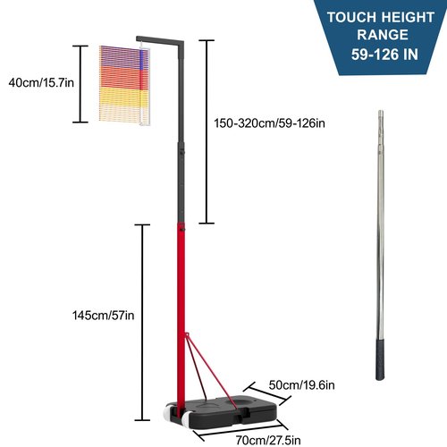 Aplsrhun Jump Measuring Tool, 4.9-12.6 FT Adjustable Height Vertical Jump Tester for School Gym, Floor Standing Vertical Jumping Measurement Challenger for Volleyball Slam Dunk Jump Training Aid