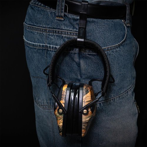 GRITR Electronic Hearing Protection w/EVA Case - Ear Muffs for Noise Reduction w/ 5X Sound Amplification - Personal Protective Equipment & Safety Gear for Shooting, Hunting, Industrial Work, Camo
