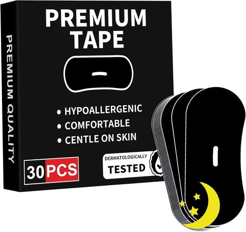Black Premium 𝐌𝐨𝐮𝐭𝐡 Tape 30 Pack for Women & Men,Gentle On Skin G8