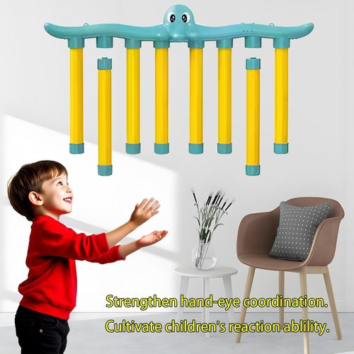 dakewang Reflex Challenge Game - Reaction Training, Hand Eye Coordination Training, Catching Sticks Game, English Version Hand Eye Coordination Toys.(Octopus-Blue)