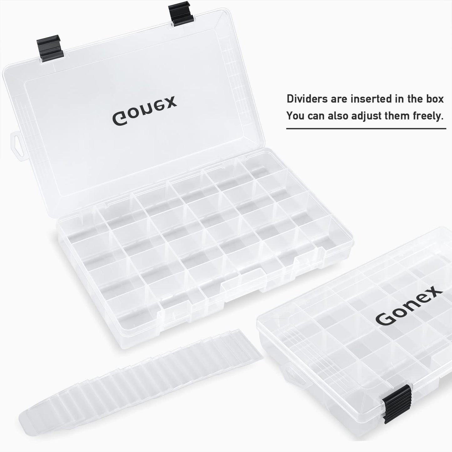 Gonex 3700 Tackle Trays 4 Packs, Transparent Fishing Tackle Boxes Organizer and Storage with Adjustable Dividers, Plastic 3700 Tackle Boxes for Lures, Hooks, & Other Accessories