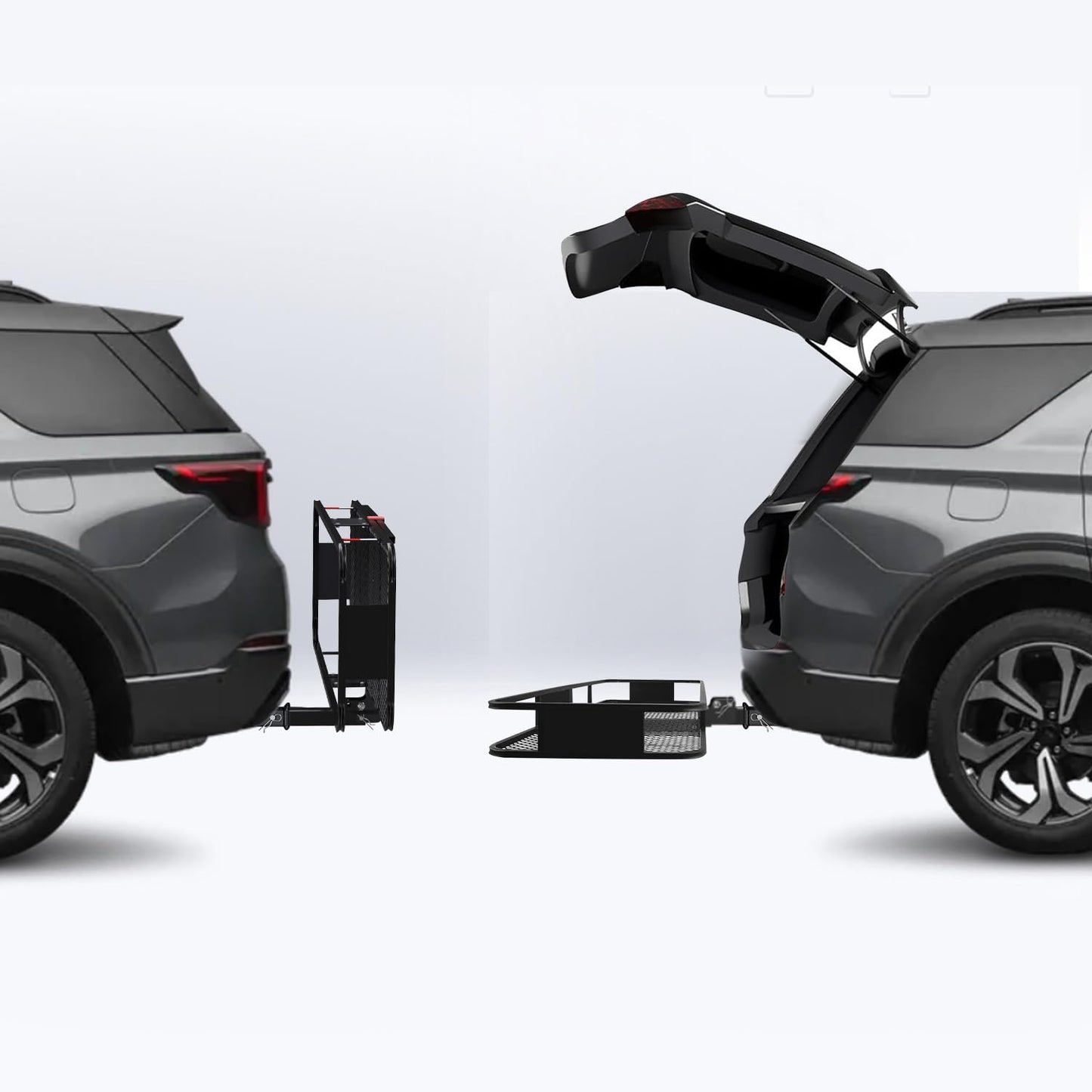 FORWODE 60x20x6 Hitch Cargo Carrier for 2 Inch Receiver, 500LB Capacity Hitch Mount Cargo Rack Carrier, Folding Hitch Cargo Basket with Antirust Coat