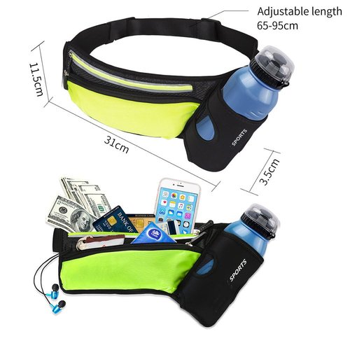 Running Water Bottle Belt Hydration Fanny Pack Waist Bag for Women Men with Bottle Holder Hip Pack for Runner Pouch for Walking Cycling Camping Gym