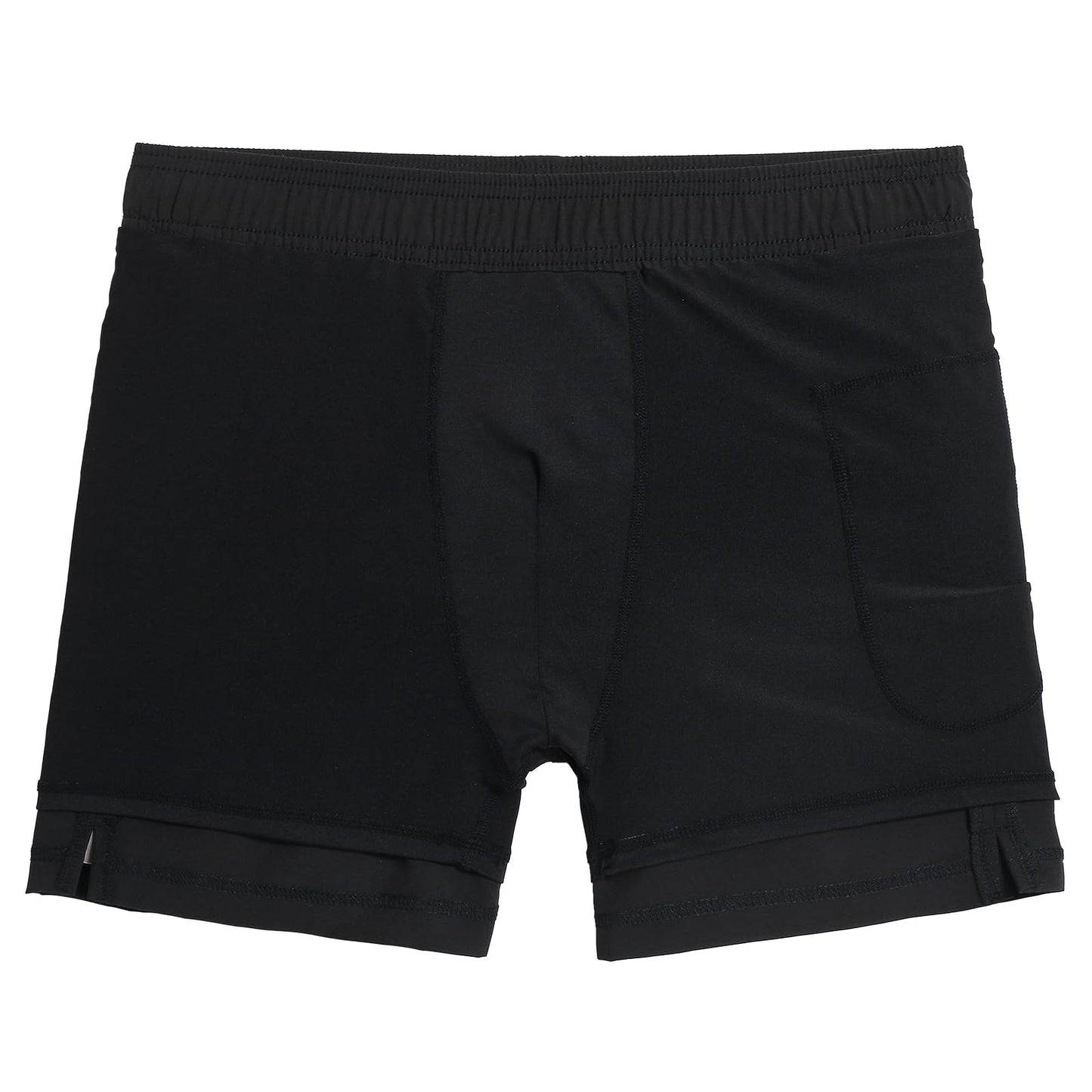maamgic 5inch Mens Swimming Trunks with Compression Liner 2-in-1 Swim Trunks Stretch Quick Dry Swim Shorts Zipper Pockets Black and Black Large