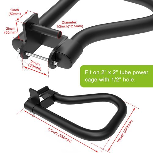 SELEWARE Solid Dip Bar Attachment for 2" x 2" with 1/2" Hole Power Cage Squat Rack, Set of 2 Dip Bar Multi-Grip Handles for Strength Training