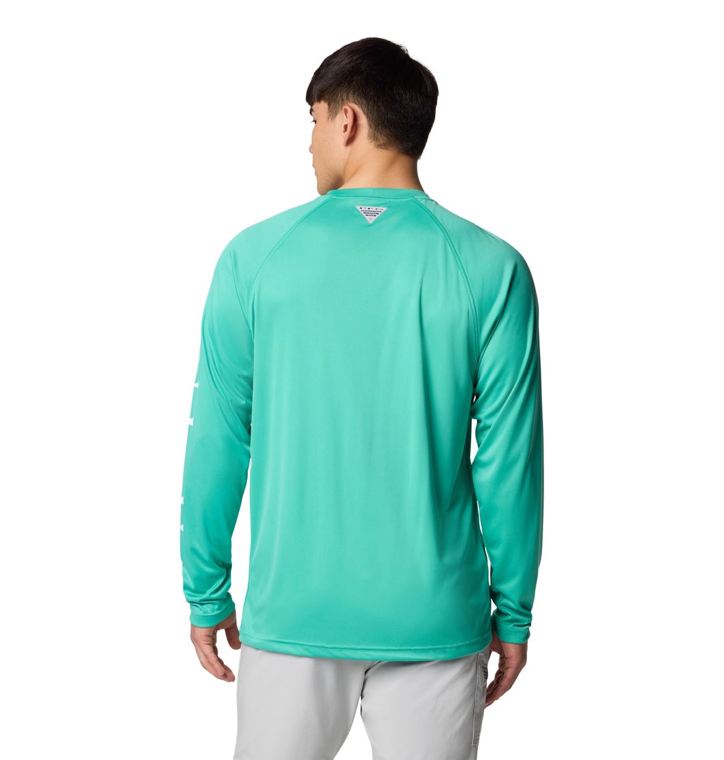 Columbia Men's PFG Terminal Tackle Long Sleeve Fishing Shirt, Glaze Green/White Logo, X-Small