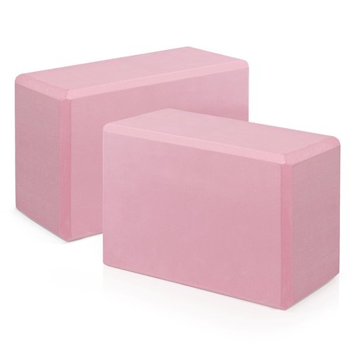 Yoga Blocks 2 Pack, Premium EVA Foam Blocks, Non Slip High Density Foam Yoga Blocks for Pilates Meditation, Stretching and Toning (Pink)