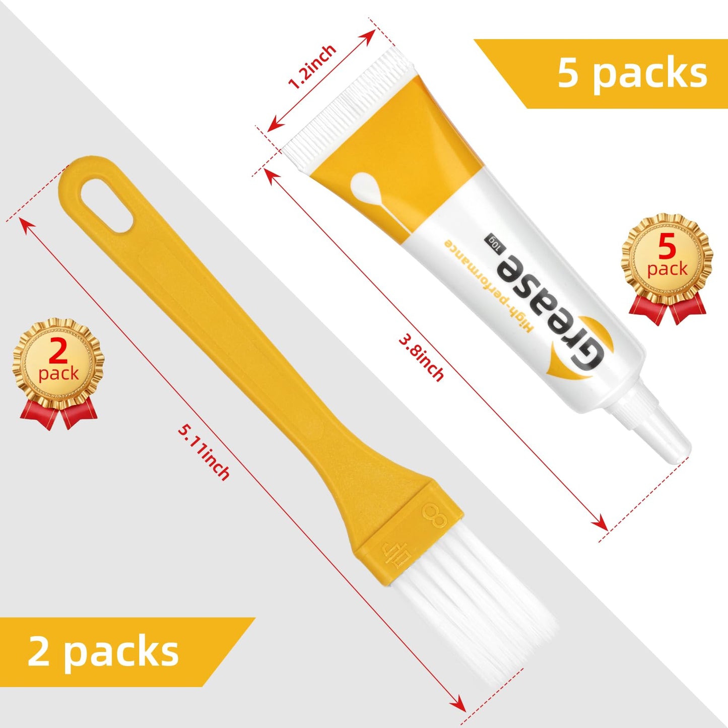 Zipper Lubricant 5 Pack with 2 Brushes – Clear Waterproof Zipper Grease for Metal & Plastic Zippers, Ideal for Wetsuits, Tents, Backpacks, Jackets & Outdoor Gear