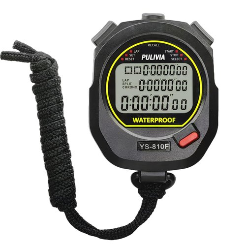 PULIVIA Waterproof Stopwatch Timer 10 Lap Split Memory Digital Stop Watch for Sports