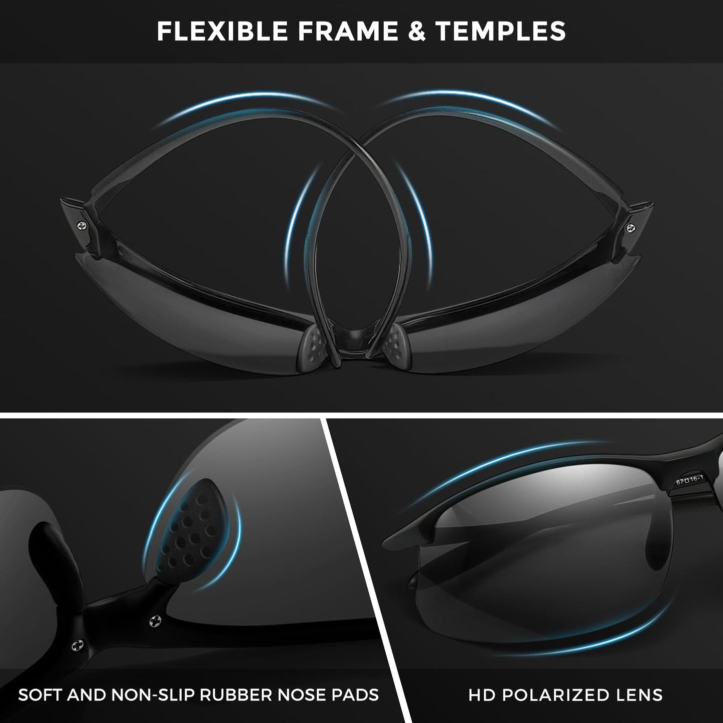 SUNGAIT Ultra-light Sports Sunglasses Rimless Polarized Sun Glasses for Men Fishing Running UV400 Protection