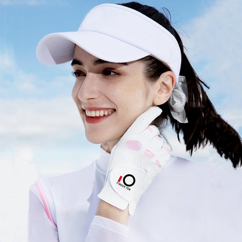 FINGER TEN Ladies Golf Gloves Left Right Hand 1 Pack, Golf Glove for Women's Golfer Lh Rh All Weather Grip, Size Fit XS Small Medium Large XL (Pink, Medium (Worn On Left Hand))