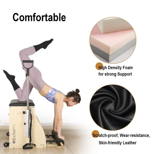 EchoMe Plates Combo Chair with Handles, Split-Pedal Stability Pilates Chair,Yoga Fitness Trainer, Pilates Reformer Machine, Pilates Equipent of Maple Wood for Home use and Studio Use