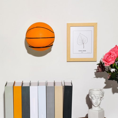Threan 4 Pieces Basketball Holder Wall Mmount Universal Ball Storage Display Rack Metal Black Ball Holder Saver for Basketball Football Space Volleyball Soccer Storage Display