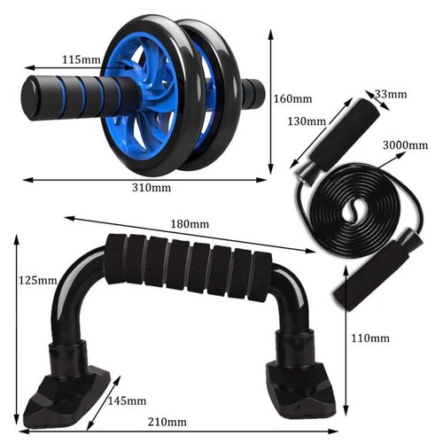 BESPORTBLE 6pcs Home Gym Equipment Kit Ab Roller Wheel Push Up Bars Jump Rope Pull Band Knee Pad with Storage Bag for Househeld Indoor Fitness Exercise Workout