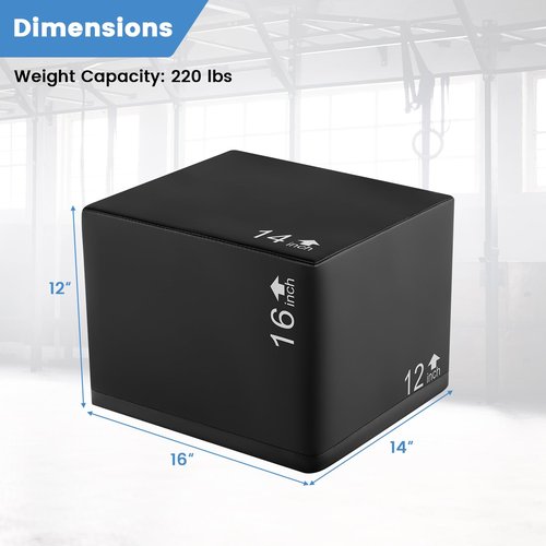 Goplus 3 in 1 Foam Plyometric Jump Box, High Density Foam Plyo Box w/Non-Slip & Easy-to-Clean PU Cover for Home Gym Fitness Training HIIT Exercise, No Assembly (16" x 14" x 12)
