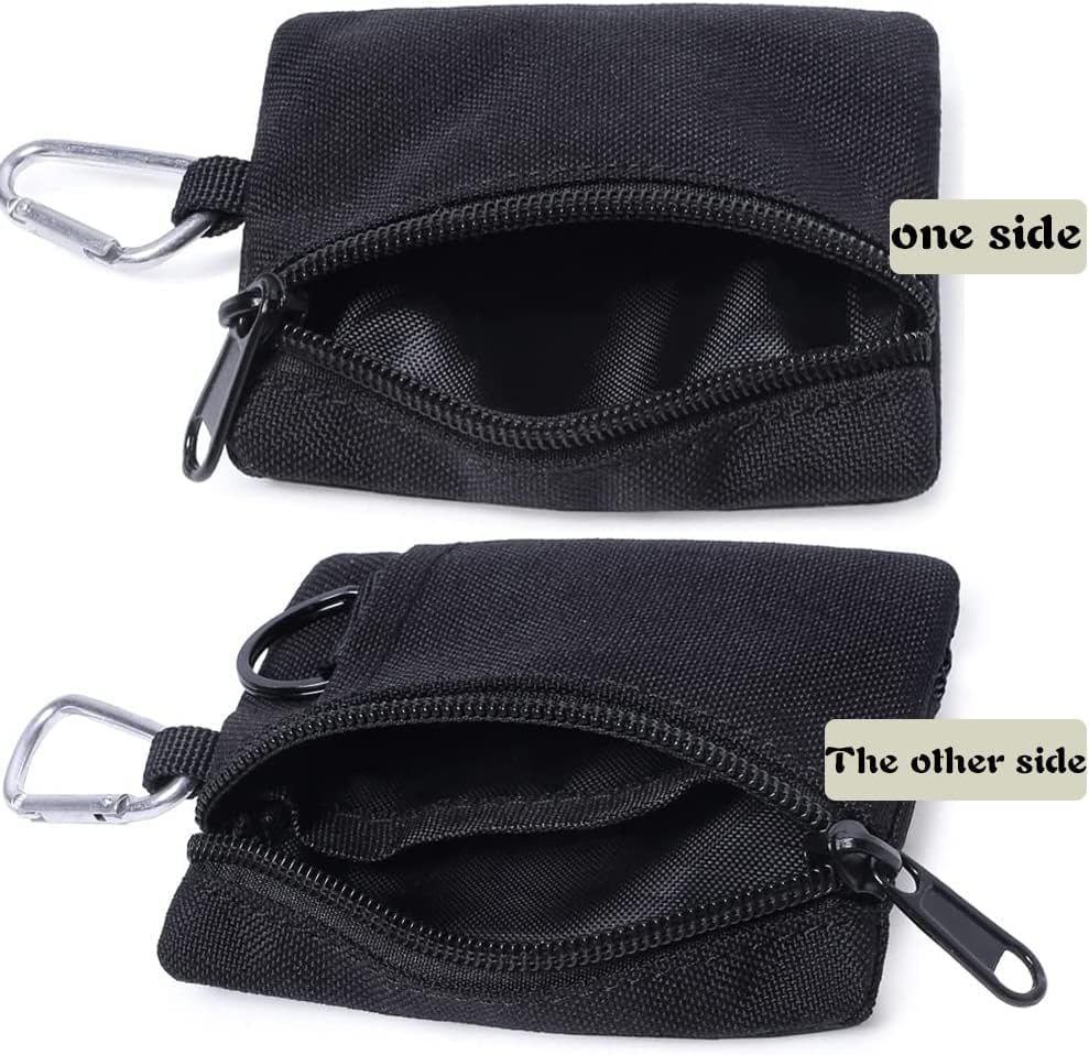 2 Pack Tactical Mini Coin Pouch Military Compact EDC Pouch Utility Backpack Accessories Bag Purse Key Small Tool Earphone Credit Card Holder Sport Waist Pack (Black 1)