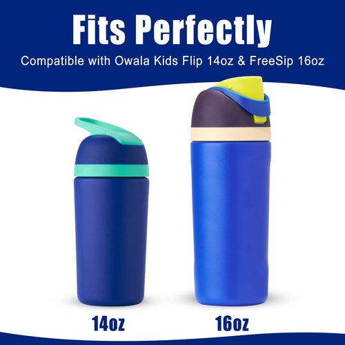 Mokoart Silicone Boot Compatible with Owala Kids Water Bottle 16/14 oz, Anti-Slip Rubber Bottom Protective Sleeve for Owala Kids FreeSip 16oz, Accessories for Owala Kids Flip 14oz (Blue)