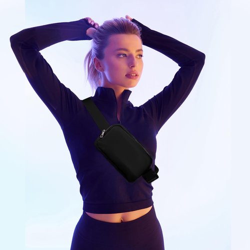 INTINI Everywhere Belt Bag – Small, Slim, and Stylish Mini Crossbody Fanny Pack for Women 50 Inch Waist (S - Black)