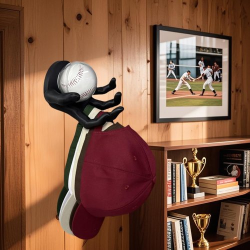 EARLESS BEAR Baseball Display Case Wall Mount, Gothic Baseball Display Rack,UV Protected Clear Acrylic Baseball Holder, Halloween Decor Gifts
