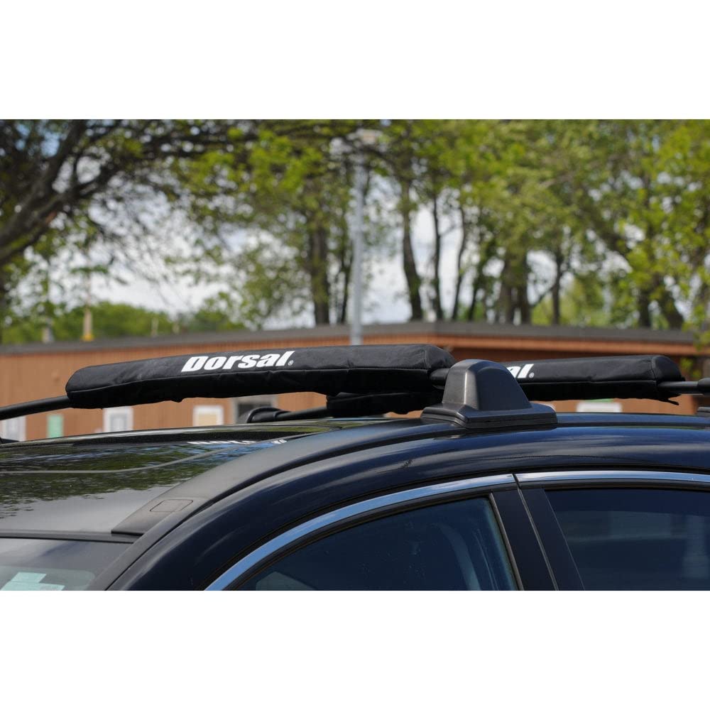 DORSAL Aero Roof Rack Pads for Factory (Narrow) Crossbars - Pack of 2 for Surfboards Kayaks Sups Snowboards Polyester 20" Inch OEM Aero Bars Black