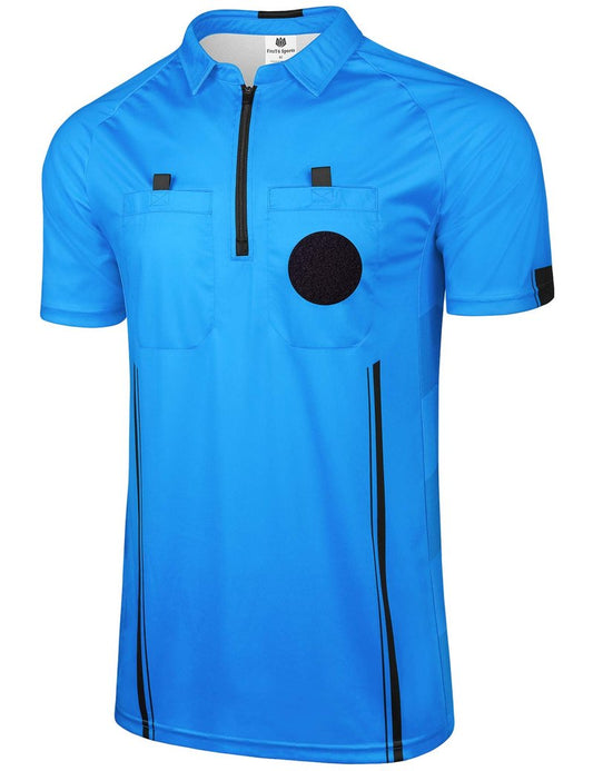 FitsT4 Sports Pro Soccer Referee Jersey Short Sleeve Ref Shirts Blue Large
