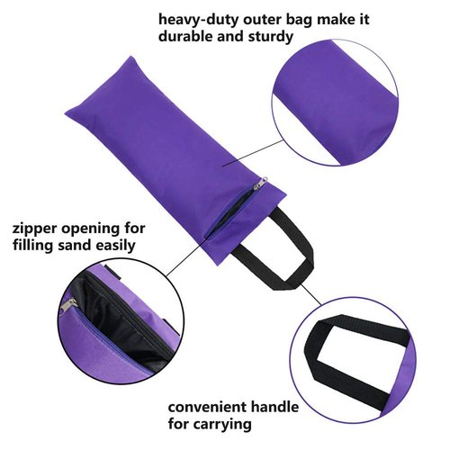 TopTie 2 Pack Yoga Sandbag Weighted Bag for Fitness Yoga Bolster, Black Unfilled Sandbag 16 x 7 Inch