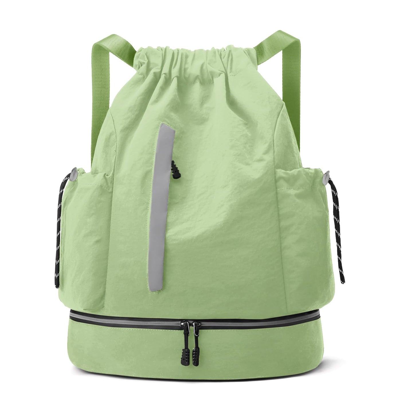 JELUTAR Drawstring Backpack for Men Women Water-Resistant Gym Bag with Shoe Compartment Lightweight String Sport Sackpack for Basketball Soccer Swimming and Travel, Green