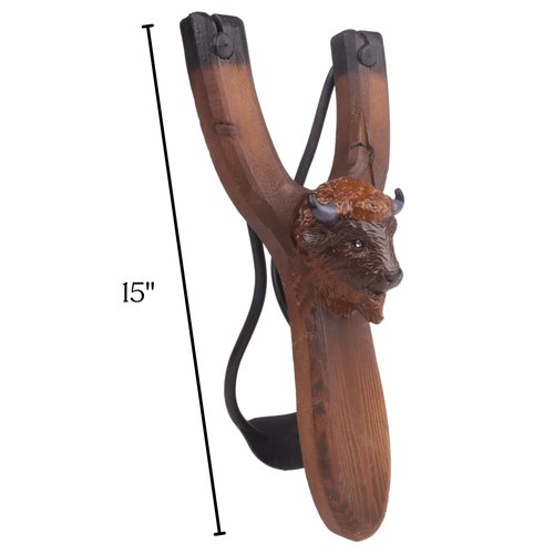 Needzo Wooden Buffalo Slingshot, Classic Construction, Catapult for Outdoor, Hunting and Fishing, 15 x 3.5 Inches