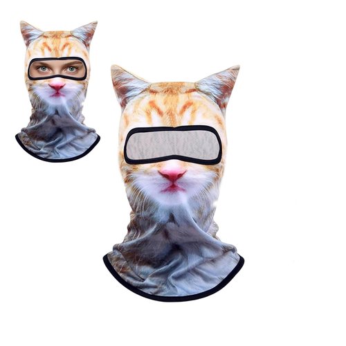 Persoshow 3D Cat Sheisty Ski Balaclava Face Mask with Ears Animal Ski Mask for Music Festivals Raves Ski Halloween Party Outdoor Activities