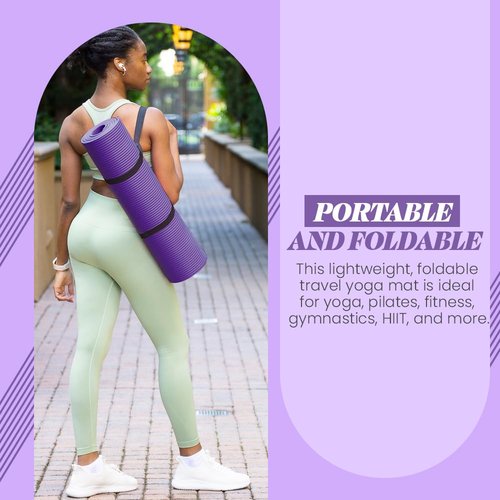 Yoga Mat with Carry strap for Floor Excercises | NBR | Everyday Yoga | Indoor & Outdoor Excercises | Male Female Fitness | Extra Cushion | Premium Quality | Environmenal Safe (Purple)