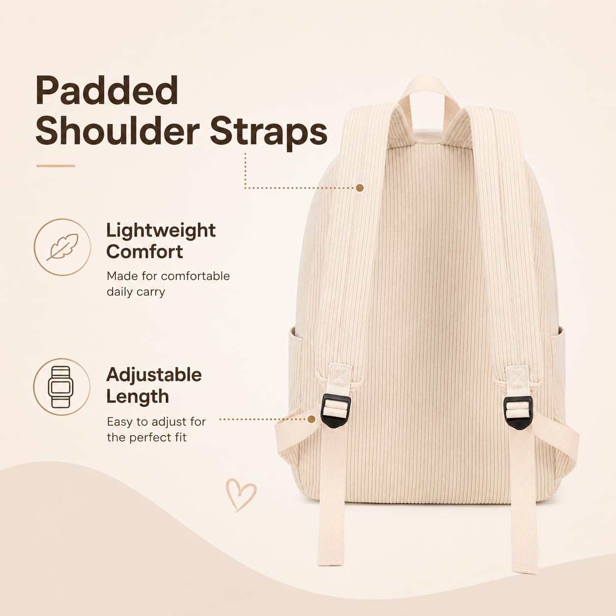 BTOOP School Backpack for Teens Large Corduroy Bookbag Lightweight 15.6 inch Laptop Bag for Girls Women Casual High School College