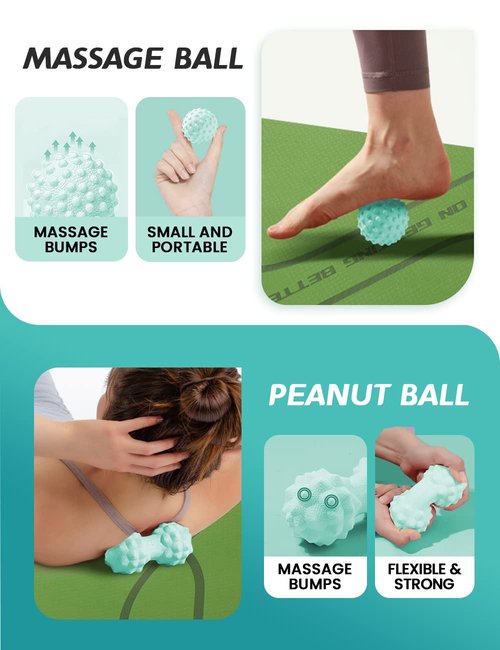 Yoga Wheel Set 9 in 1, Yoga Starter Kit for Beginner, Back Roller for Pain Relief & Deep Tissue Massage, Stretching, Improving Backbends, Size 13''