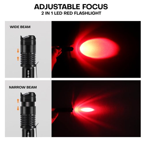 HinsGEAR 2 Pack Red Flashlight LED Single Mode Light 1 Mode LED Torch Scalable Red Light Flashlight for Astronomy Aviation Night Observation