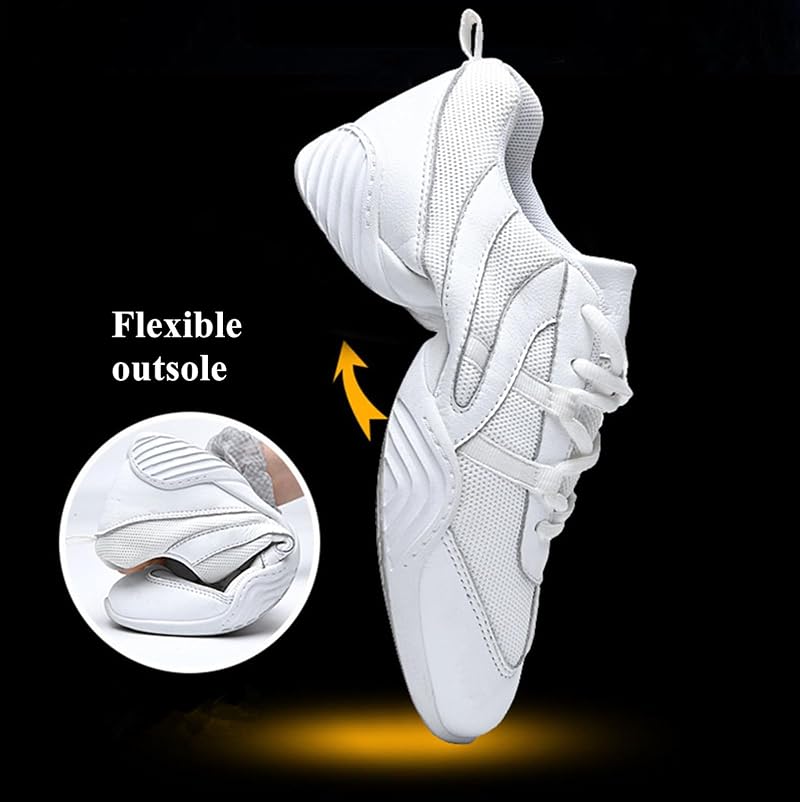 DADAWEN Cheer Shoes for Youth Girls Women White - Lightweight Breathable Training Sneakers, 4.5