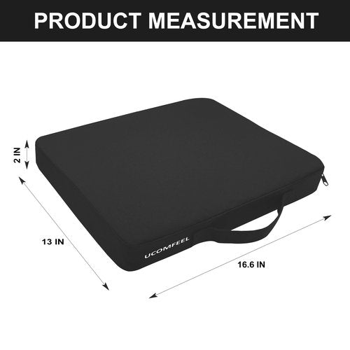UCOMFEEL Portable Stadium Seat Cushions with Waterproof Oxford Cover, 16.6x13x2 inches, High Density Foam, Carrying Handle, Set of 3 (Black)