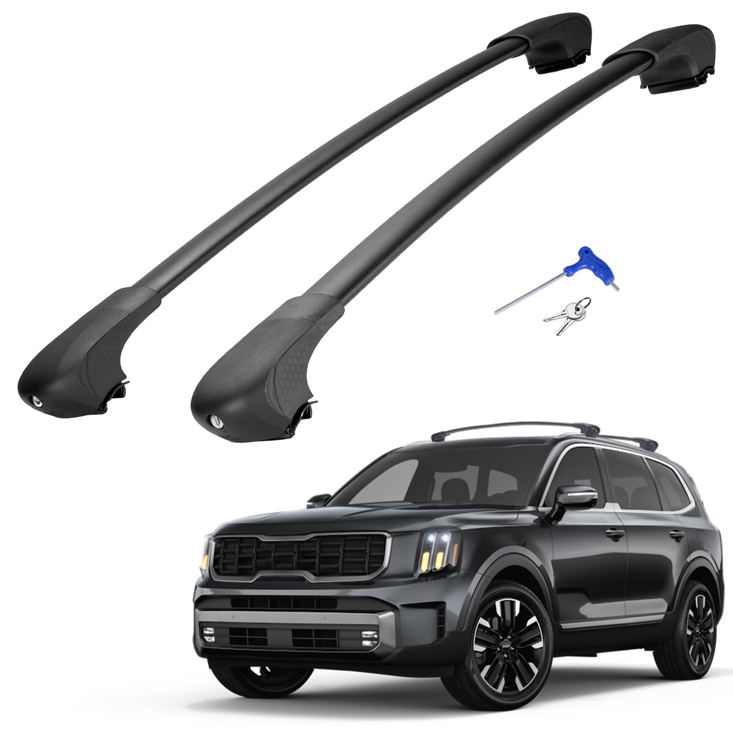 JOYTUTUS Lockable Roof Rack Cross Bars Compatible with Kia Telluride EX S SX SX-Prestige 2019-2026 (NOT FIT X-PRO X-LINE), Heavy Duty Aluminum Anti-Theft Roof Rails Crossbars Luggage Racks