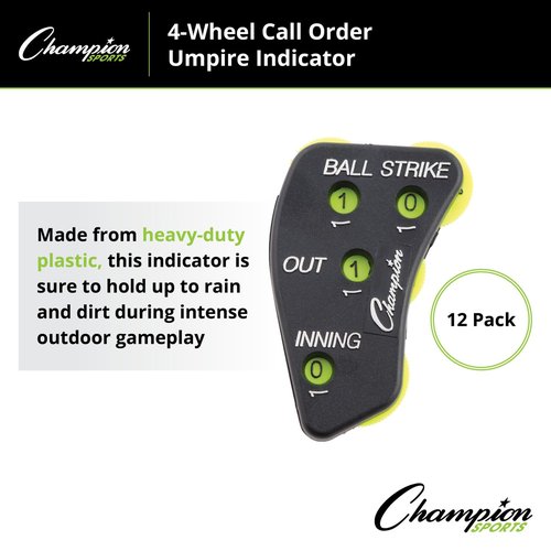 Champion Sports Baseball Umpire 4-Wheel Call Order Indicator, Black