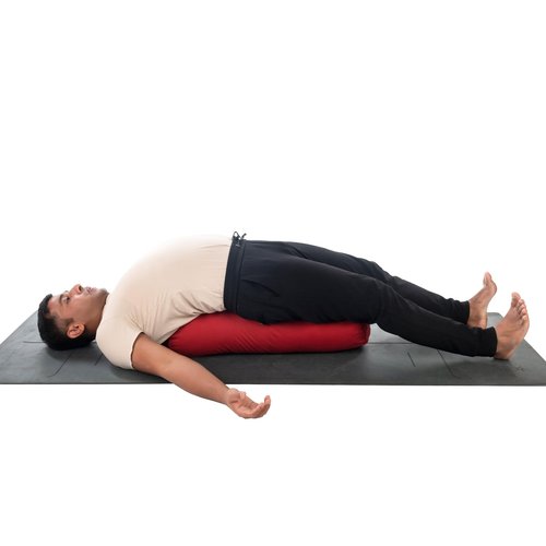 Round Yoga Bolster Maroon, Yogikuti bolster for restorative yoga, iyengar yoga bolster, supportive, handmade bolster