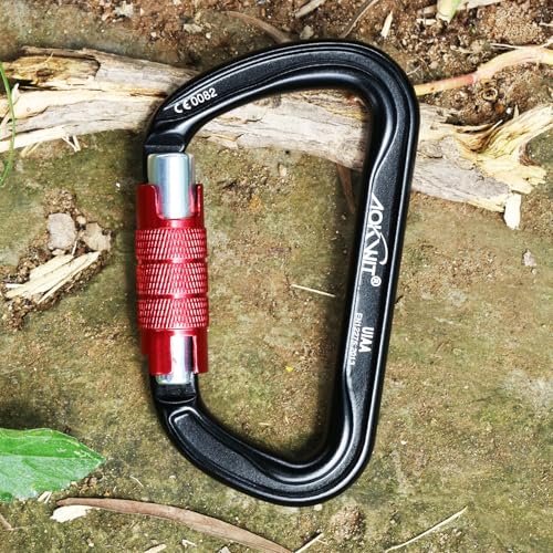 30KN Auto Locking Carabiner Clip Twist Lock UIAA Certified Large Climbing Carabiner Heavy Duty Carabiner for Rock Tree Climbing Rappelling Mountaineering Caving Rescue Arborist Aerial Yoga (2PCS)