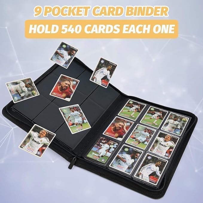 9-Pocket Card Binder for Trading Cards - Premium PU Collection Folder in Grass Green