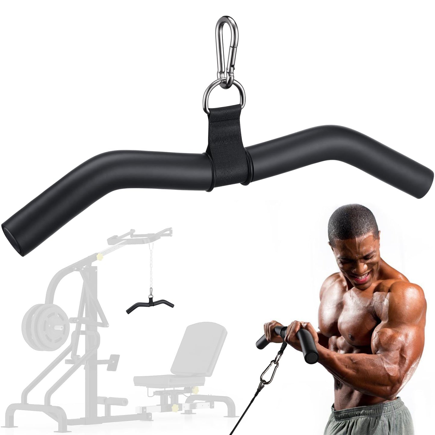 TOBWOLF Lat Pulldown Bar, Multi-Function Cable Machine Handle for Home Gym