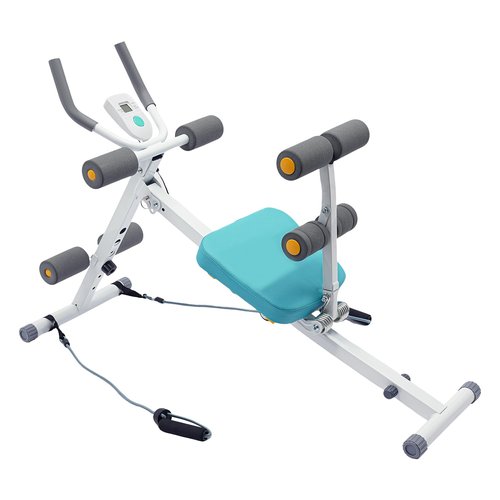 Foldable Exercise Ab Abdominal Body Shaper Cruncher Sit Up Trainer Machine, Adjustable Core Workout Equipment with LCD Display, Resistance Bands, for Home Gym Fitness