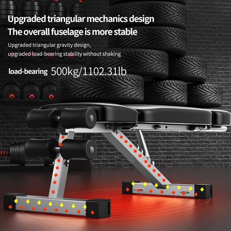 17-in-1 Multifunctional Dumbbell Stool & Sit-Up Bench – Adjustable Backrest, Foldable Home Gym Equipment, 500kg Weight Capacity – for Dumbbell Press, Tension Rope, Core Workouts & Full-Body Training