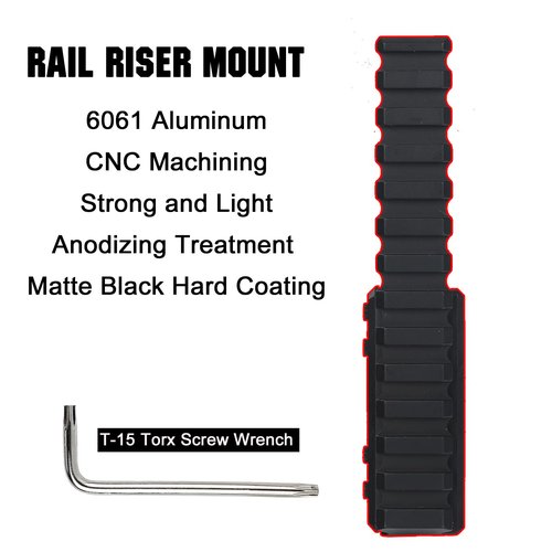 ohhunt Optic Riser 1/2 inch Height Picatinny Riser Low Profile Rail Riser 5.47 inch Length Red Dot Riser Mount Black