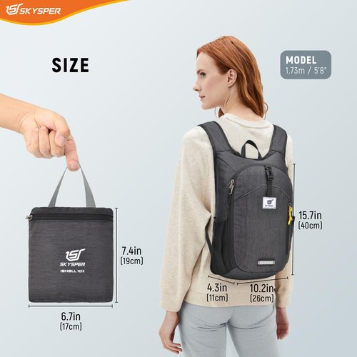 SKYSPER Small Hiking Backpack 10L Foldable Daypack Packable Lightweight Hiking Daypack Travel Day Pack for Women Men