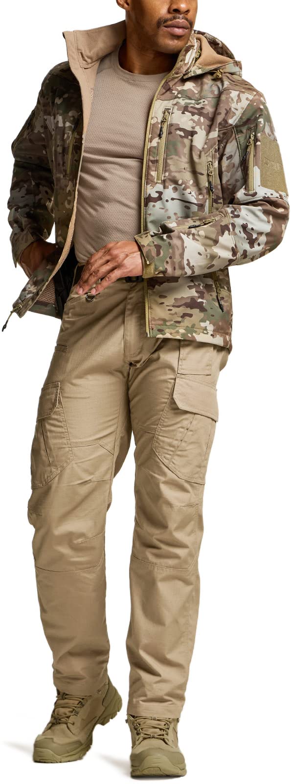 CQR Men's Tactical Pants, Water Resistant Ripstop Cargo Pants, Lightweight EDC Work Hiking Pants, Outdoor Apparel, Duratex Mag Pocket Khaki, 36W x 30L