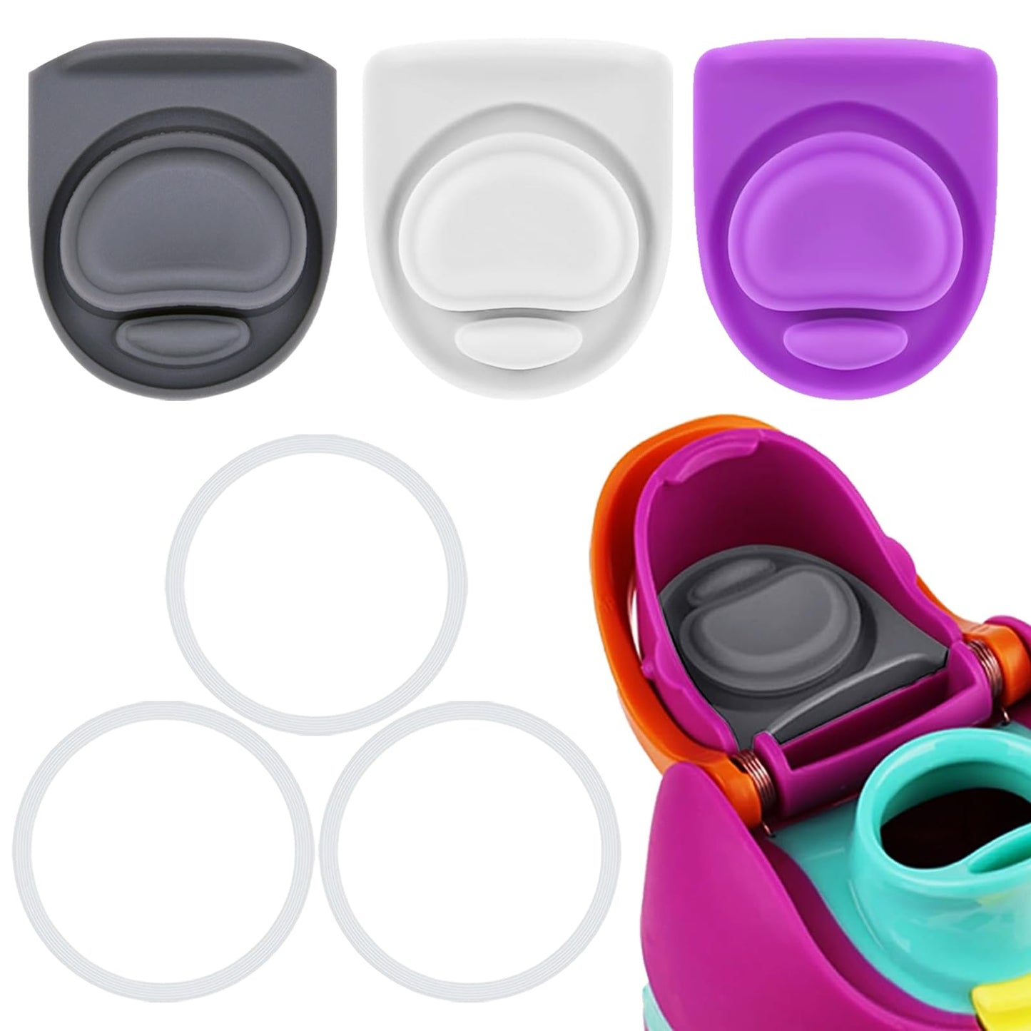 ZONBBEE 3 Sets Replacement Seal Stopper and O Ring Gasket Compatible with Owala FreeSip 24oz 32oz,Water Bottle Lid Insert Cap Rubber Seal Parts for Owala 16/19/24/32/40oz Mouth Piece Accessories Z3K8